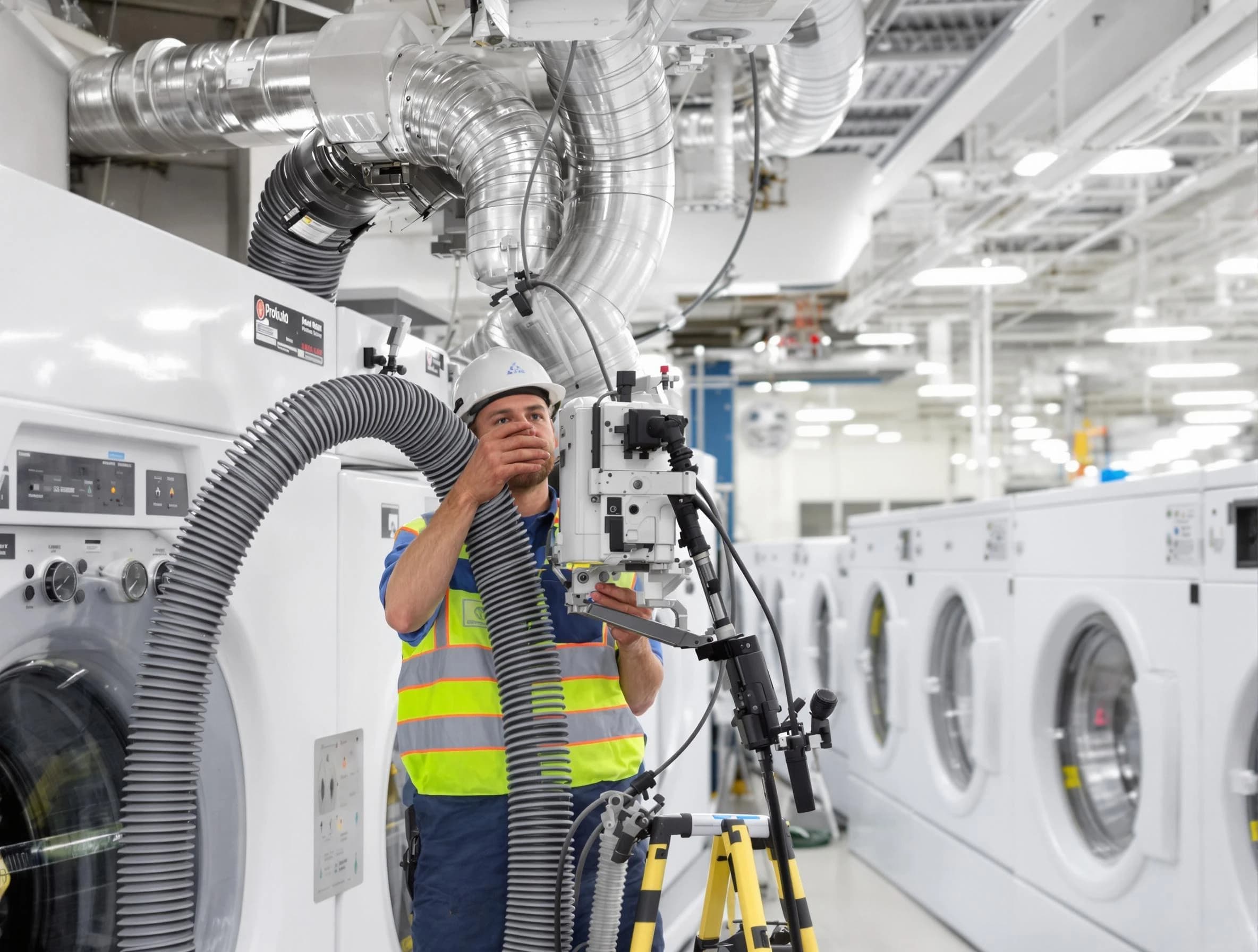 Jonesboro Dryer Vent Cleaning team performing commercial-grade dryer vent cleaning at a business facility in Jonesboro