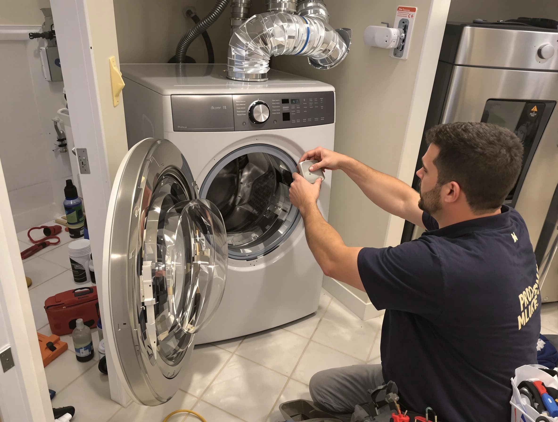 Jonesboro Dryer Vent Cleaning technician performing precise dryer vent hose installation in Jonesboro