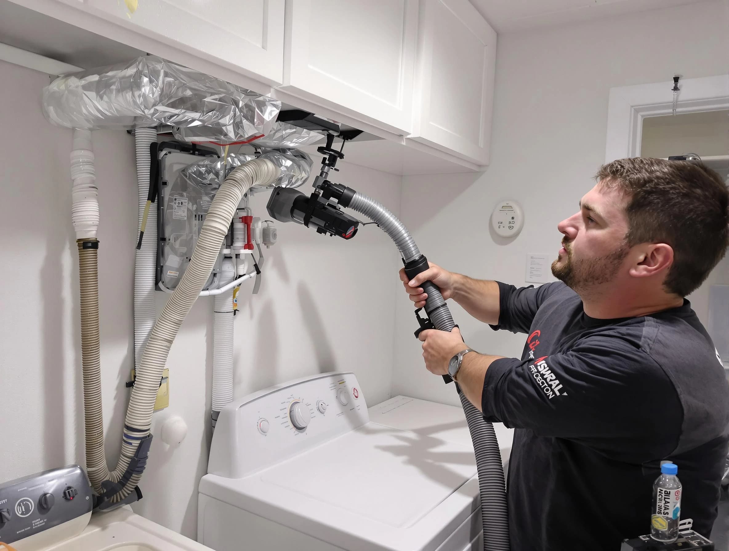 Jonesboro Dryer Vent Cleaning certified technician performing safety-focused gas dryer vent cleaning in Jonesboro
